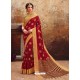 Maroon Heavy Embroidered Designer Art Silk Sari