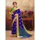 Royal Blue Heavy Embroidered Designer Art Silk Sari