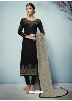 Black Festival Wear Heavy Georgette Designer Churidar Salwar Suit