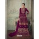 Deep Wine Heavy Embroidered Pure Georgette Designer Sharara Suit