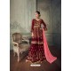 Maroon Heavy Embroidered Pure Georgette Designer Sharara Suit