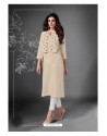 Light Beige Designer Casual Wear Readymade South Handloom Kurti