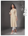 Light Beige Designer Casual Wear Readymade South Handloom Kurti