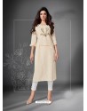 Partywear Designer Off White South Handloom Fancy Kurti