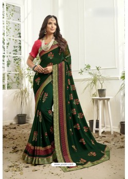 Green Designer Heavy Georgette Casual Wear Sari