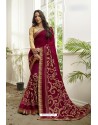 Rose Red Designer Heavy Georgette Casual Wear Sari