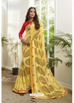 Lemon Designer Heavy Georgette Casual Wear Sari