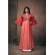 Peach Designer Party Wear Readymade Triva Satin Silk Gown