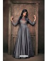 Grey Designer Party Wear Readymade Triva Satin Silk Gown