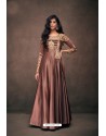 Light Brown Designer Party Wear Readymade Triva Satin Silk Gown