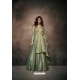 Olive Green Designer Party Wear Readymade Triva Satin Silk Gown