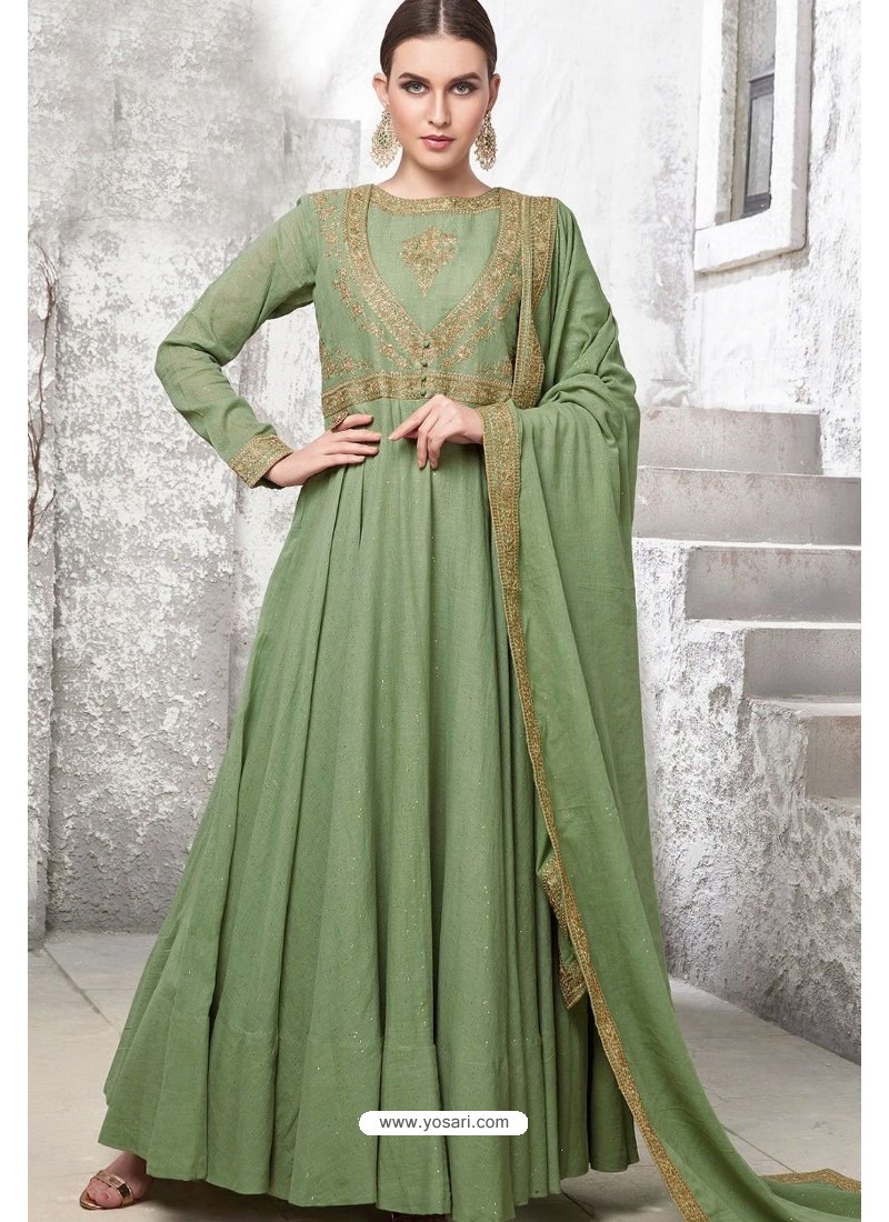 Buy Sea Green Heavy Embroidered Gown Style Designer Anarkali Suit ...