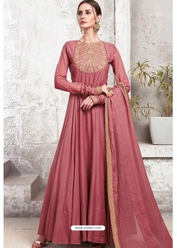 Buy Light Red Heavy Embroidered Gown Style Designer Anarkali Suit ...