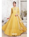 Yellow Heavy Embroidered Gown Style Designer Anarkali Suit