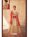 Off White Heavy Designer Pure Tussar Silk Lehenga Choli