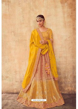 Yellow Heavy Designer Pure Tussar Silk Lehenga Choli