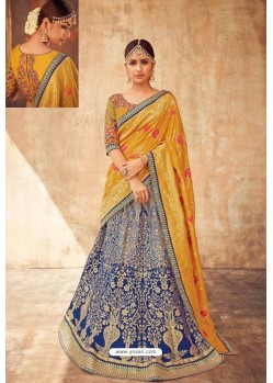 Dark Blue Heavy Designer Pure Tussar Silk Lehenga Choli