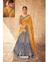 Dark Blue Heavy Designer Pure Tussar Silk Lehenga Choli