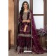 Deep Wine Heavy Embroidered Designer Party Wear Sharara Suit