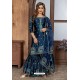 Teal Blue Heavy Embroidered Designer Party Wear Sharara Suit