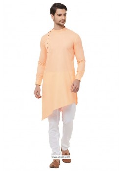 Light Orange Readymade Kurta Pajama For Men