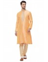 Light Orange Readymade Kurta Pajama For Men