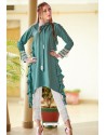 Teal Designer Casual Wear Readymade Fancy Kurti