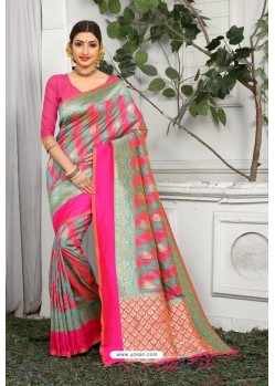 Rani Designer Party Wear Lichi Silk Sari