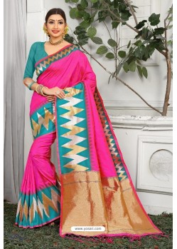 Rani Designer Party Wear Lichi Silk Sari