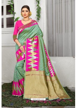 Multi Colour Designer Party Wear Lichi Silk Sari