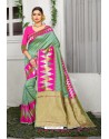 Multi Colour Designer Party Wear Lichi Silk Sari