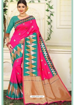 Rani Designer Party Wear Lichi Silk Sari