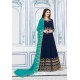 Navy Blue Heavy Embroidered Gown Style Designer Anarkali Suit