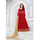 Red Heavy Embroidered Gown Style Designer Anarkali Suit