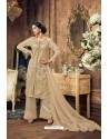 Gold Heavy Festival Wear Net Palazzo Suit