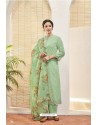 Sea Green Heavy Party Wear Jacquard Cotton Palazzo Suit