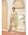 Cream Heavy Party Wear Jacquard Cotton Palazzo Suit