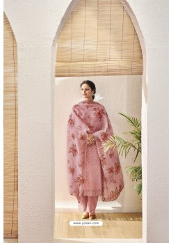 Light Pink Heavy Party Wear Jacquard Cotton Palazzo Suit