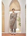 Light Grey Heavy Party Wear Jacquard Cotton Palazzo Suit