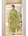Green Heavy Party Wear Jacquard Cotton Palazzo Suit