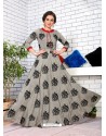 Light Grey Partywear Designer Namo Slub Two-Tone Rayon Fancy Kurti