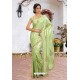 Green Latest Designer Party Wear Hand Work Sari