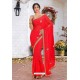 Red Latest Designer Party Wear Hand Work Sari