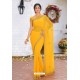 Yellow Latest Designer Party Wear Hand Work Sari