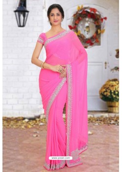 Light Pink Latest Designer Party Wear Hand Work Sari