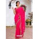 Fuchsia Latest Designer Party Wear Hand Work Sari