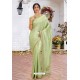 Olive Green Latest Designer Party Wear Hand Work Sari