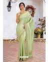 Olive Green Latest Designer Party Wear Hand Work Sari