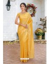 Yellow Latest Designer Party Wear Hand Work Sari