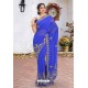 Dark Blue Latest Designer Party Wear Hand Work Sari